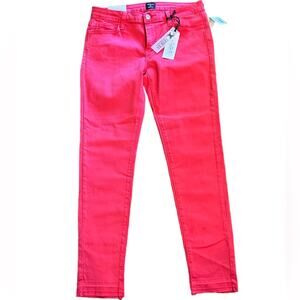 Just Black Skinny Ankle Womens 28 Raw Edge Hem Jeans Bright Red Tencel NWT